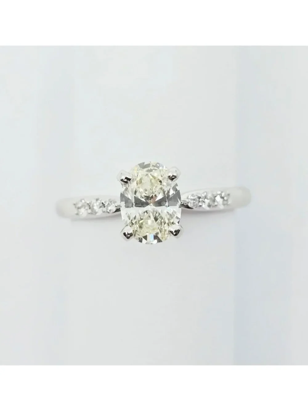 Unique 0.75ct Natural Oval Cut Solitaire Diamond Engagement 14K White Gold Ring
